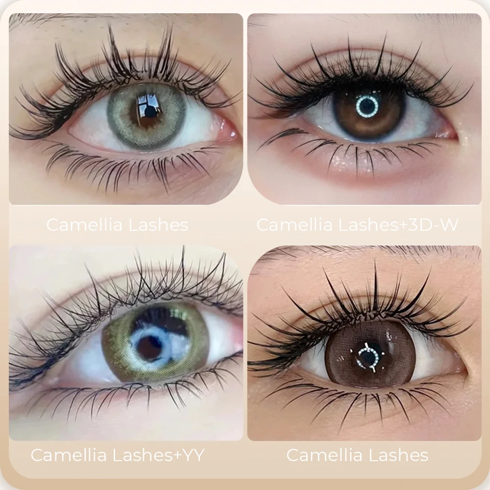 Yelix pestañas camelia con adhesivo LC LB LJ C D curl pestañas naturales suaves extensión ruso volumen individuales 5