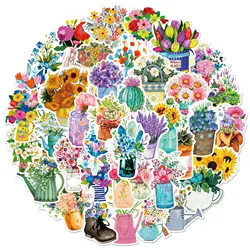 10/30/50Pcs Fresh Flower DIY Waterproof Graffiti Sticker Aesthetic Decorative Luggage Laptop Cup Phone Scrapbook Kids Stickers