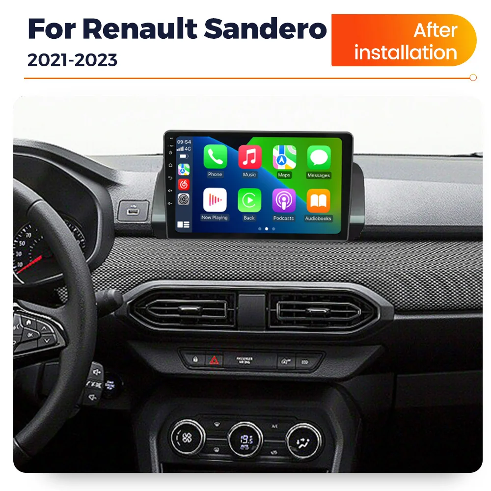 

10-дюймовый IPS сенсорный экран для автомобильной магнитолы Renault Sandero 2021-2023, беспроводной CarPlay, навигация, мультимедиа, видеоплеер