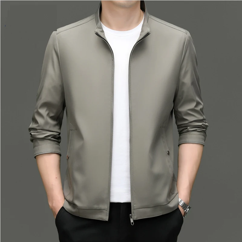 

Men's Standing Collar Jacket 2023 Autumn New Solid Color Cadre Business Casual Jacket Top