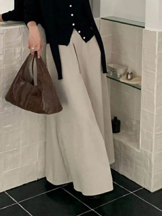 Versatile Chic A-Line Midi Skirt with Belt Pleated Design Korean Style Spring Autumn Winter Women's Fashion Casual Skirt