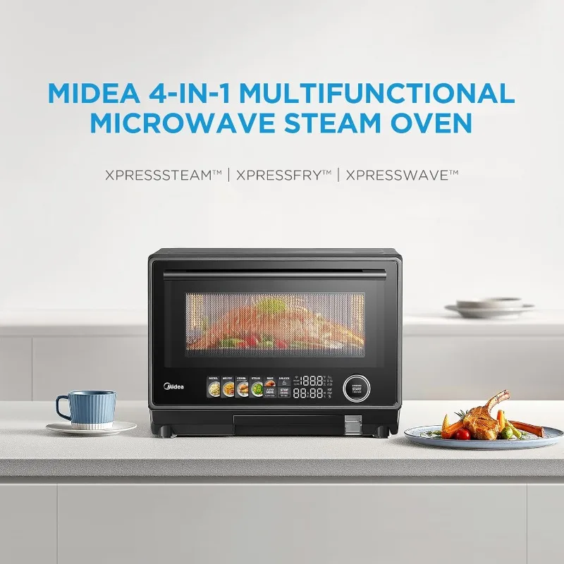 4-in-1 multifunctionele magnetronstoomoven, combo-luchtfriteuse, stoomboot en magnetron, 32 automatische functies, verstelbare stroom