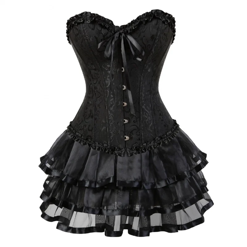 Sexy Corsets Top for Women Plus Size Costume Burlesque Corset Bustier and Skirt Set Tutu Corset Dress Victorian Fashion Gowns