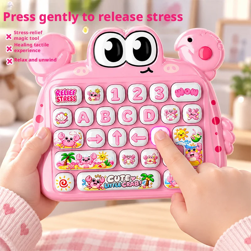 Cartoon Crab Decompression Keyboard Toy, Button Fingerpress Set, Anti-Stress Keychain Portable For Office Desk Christmas Gift