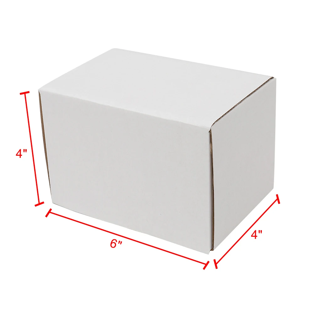 50 cajas de papel corrugado, 6x4x4 "(15,2x10x10cm), blanco exterior y amarillo interior