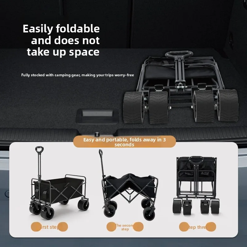 Camping Cart Outdoor Picnic Pull Handle Foldable Large Size Night Market Stall Outdoor Camping Foldable Cart Shopping Trolley
