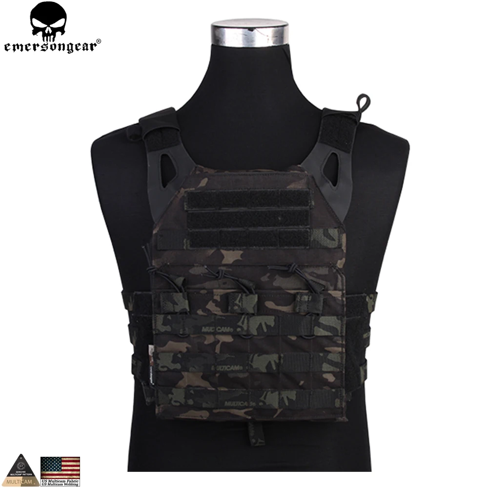 EMERSONGEAR JPC Vest LightWeight MOLLE Special Plate Carrier Hunting Easy Vest for Paintball Airsoft 500D Multi-camo Black