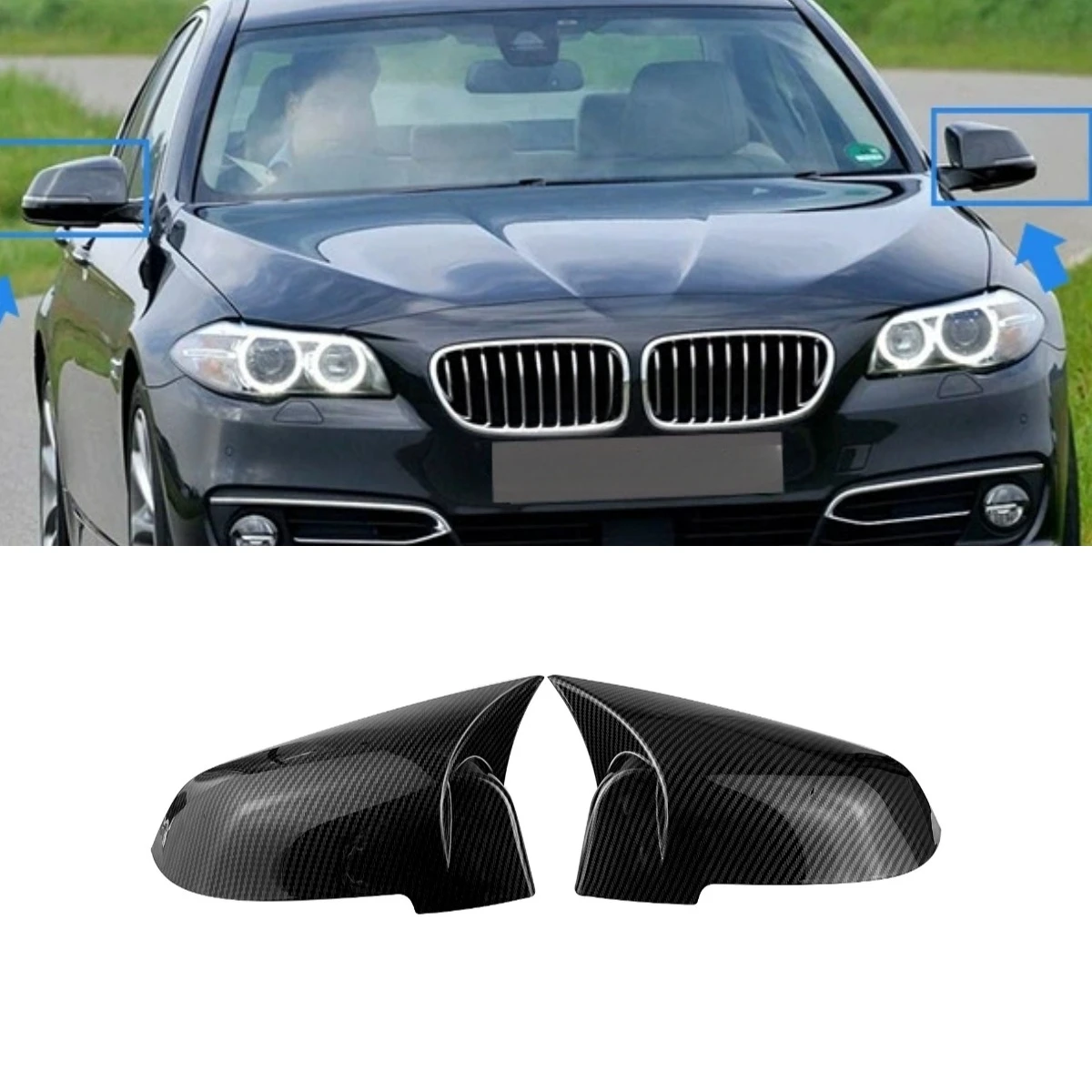 

Автомобильный чехол заднего вида, защитные колпачки для боковых зеркал для BMW 5 серии F10 F18 2013-2018, комплект кузова, автомобильные аксессуары