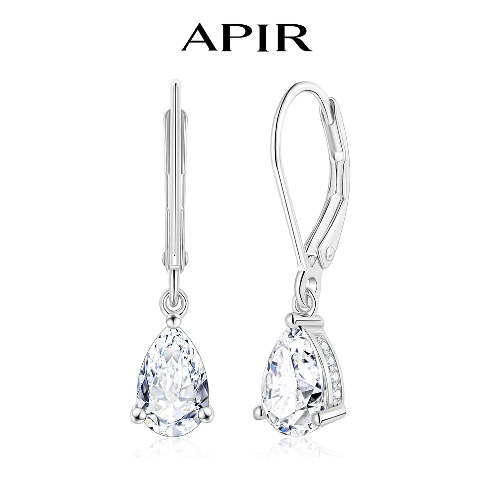

APIR 1ct Teardrop Moissanite Dangle Earrings 925 Sterling Silver Hypoallergenic Huggie Sparkling Diamond Earrings Gift for Women