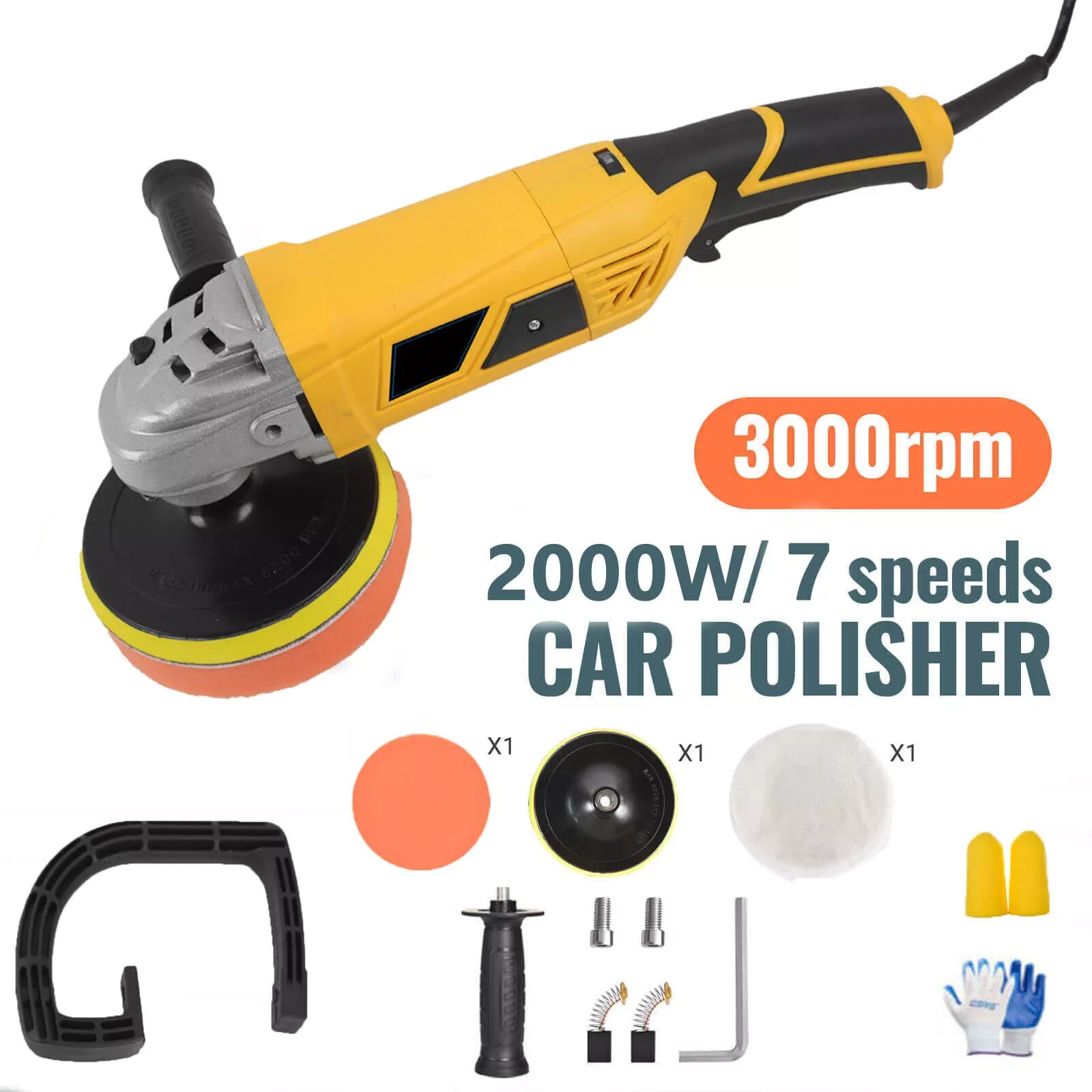 2000 Watt Electric Car Variable Speed Polisher Kit Car Variable Speed Sander Kit