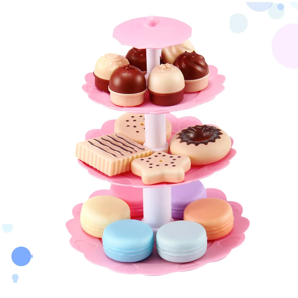 1Set Dessert Tower Simulation Macaron Colorful Cake Afternoon Tea Playset for Kids Cognitive Creativity Development Role Play