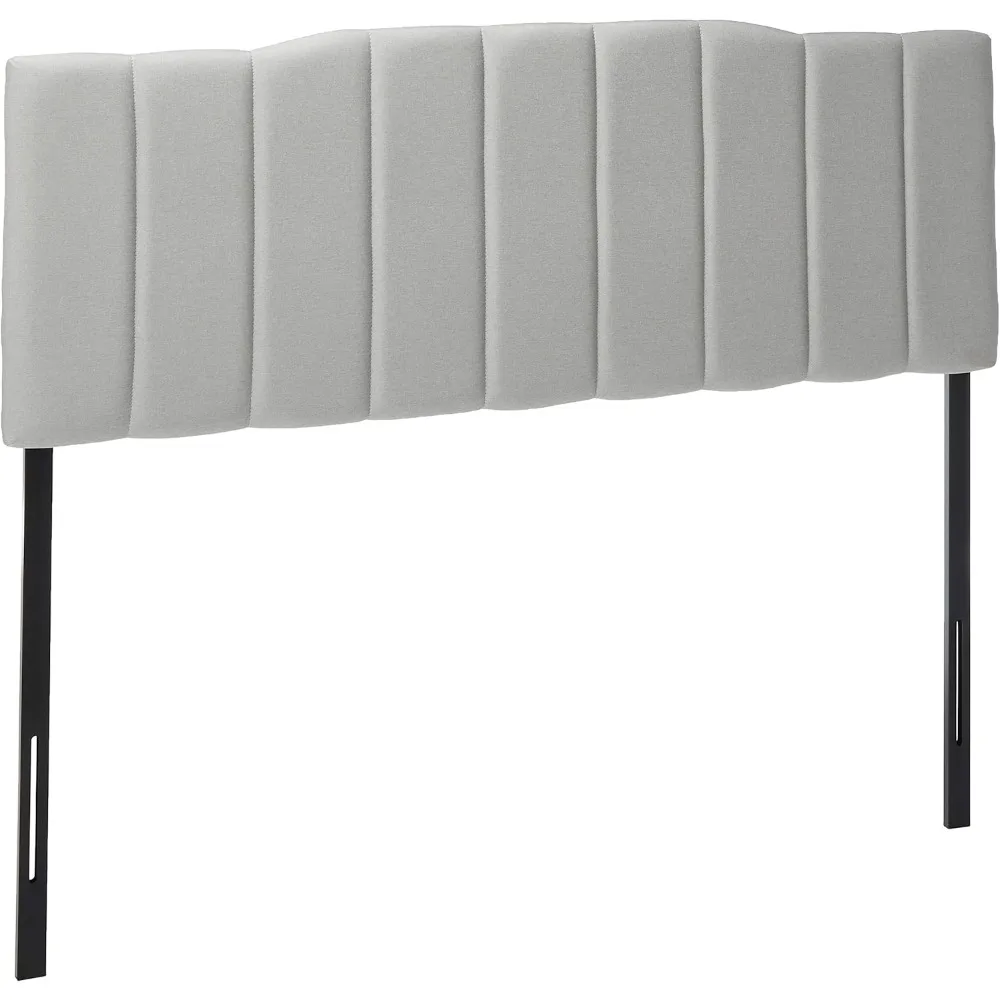 

Upholstered Channel Stitched Headboard in Light Grey, Queen