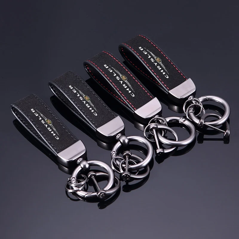 Leather Car Badge Keychain Key Chain Ring Pendant Gift For Chrysler 300c PT Cruiser Grand Voyager Pacifica Town Auto Accessories view 2