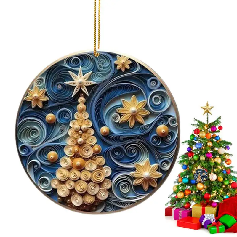 Acrylic Christmas Tree Ornaments Sea Theme 2D Acrylic Pendant Christmas Ornament Charm Christmas Tree Pendant Window Door Decor