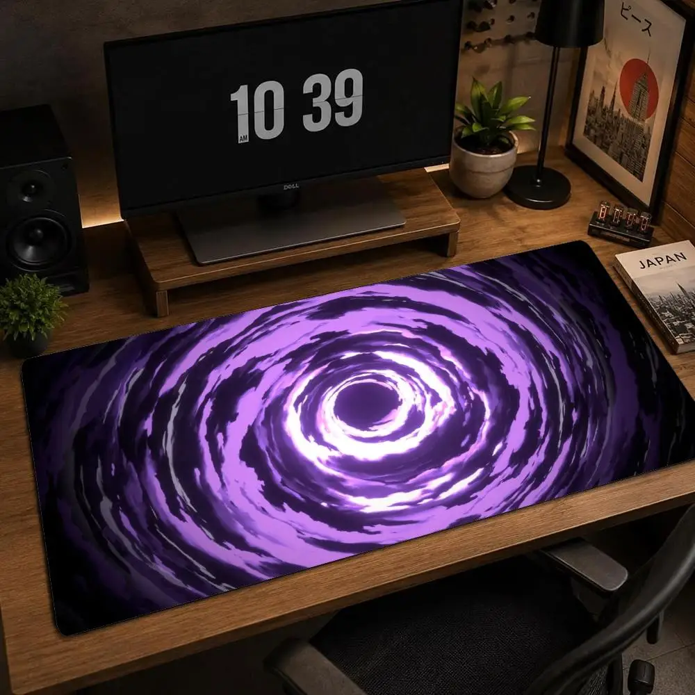 Purple Abstract Vortex Tunnel Large Gaming Mouse Pad XXL Deskmat Non‑Slip Rubber Laptop Keyboard Mousepads Big Game Mats Gamer