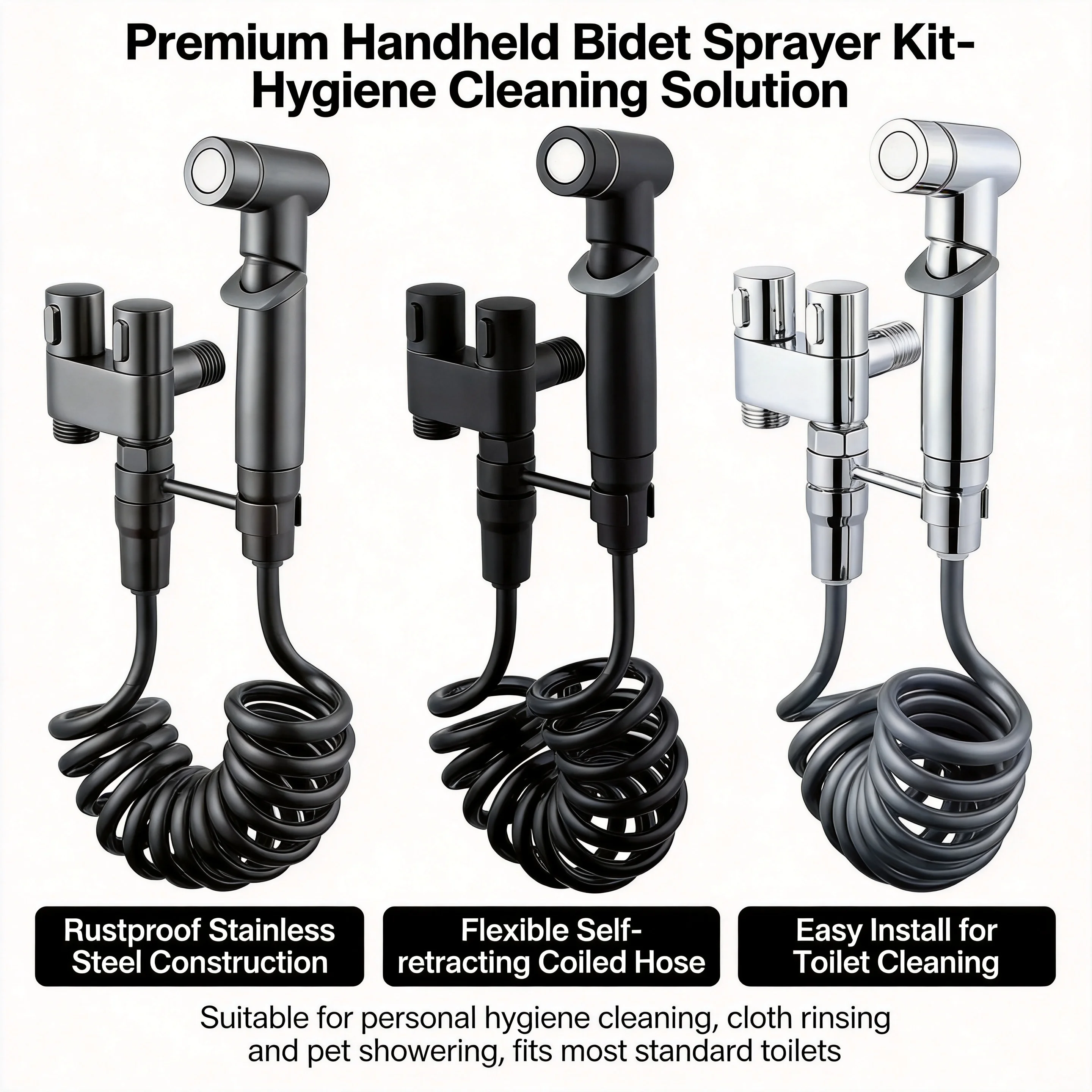 

Toilet Cleaning Bidet Toilet Sprayer Set – Portable Handheld Bidet Sprayer Shower with Double Outlet Angle Valve Accessories