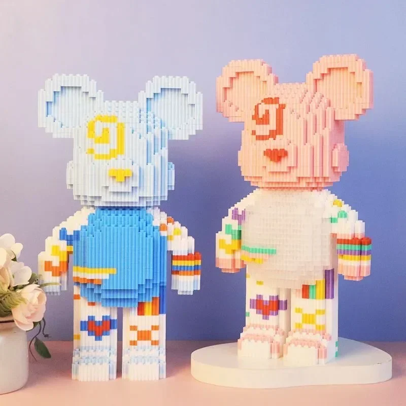 Bearbrick-Juego de bloques de construcción para niños, juguete de ladrillos de Micro Diamante, modelo de color de oso violento de amor de dibujos animados fluido gigante