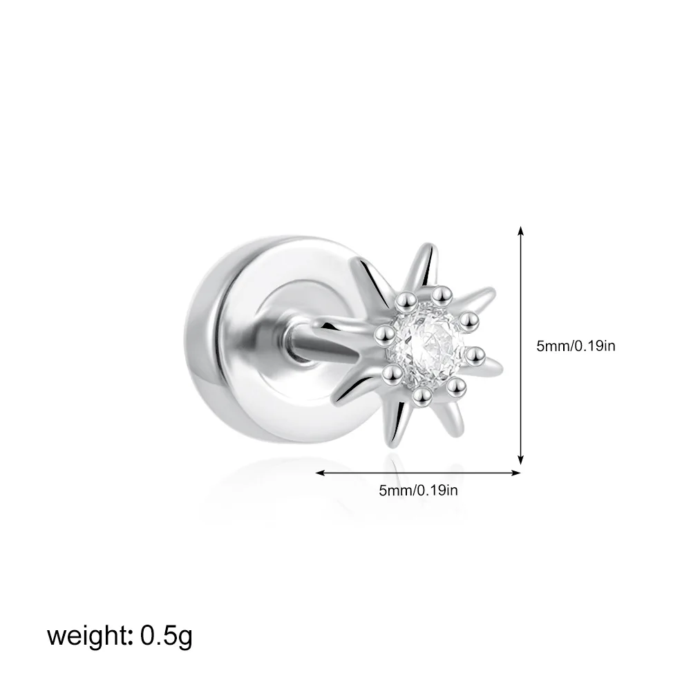 1PC Chirurgische Edelstahl Ohrringe für Frauen Zierliche Ohrringe mit flacher Rückseite Ohrstecker 20G CZ Knorpel Helix Tragus Conch Lobe Piercing – Detail 19