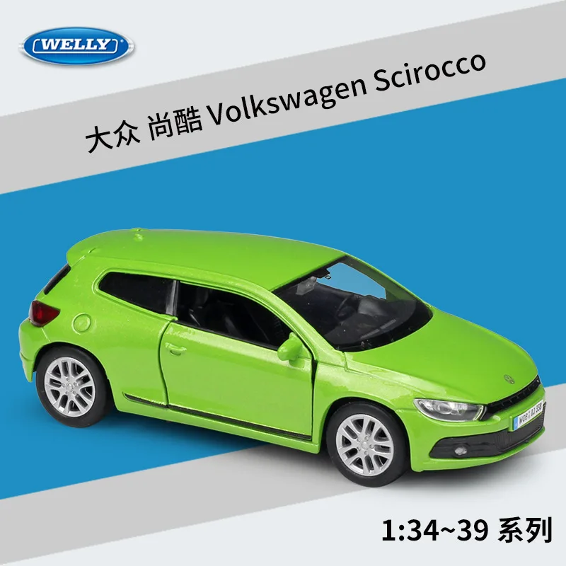 New WELLY 1：36 Volkswagen Scirocco Car Model Metal Simulation Alloy Pullback Toys Car Models Hobbies Collection Decoration Gifts