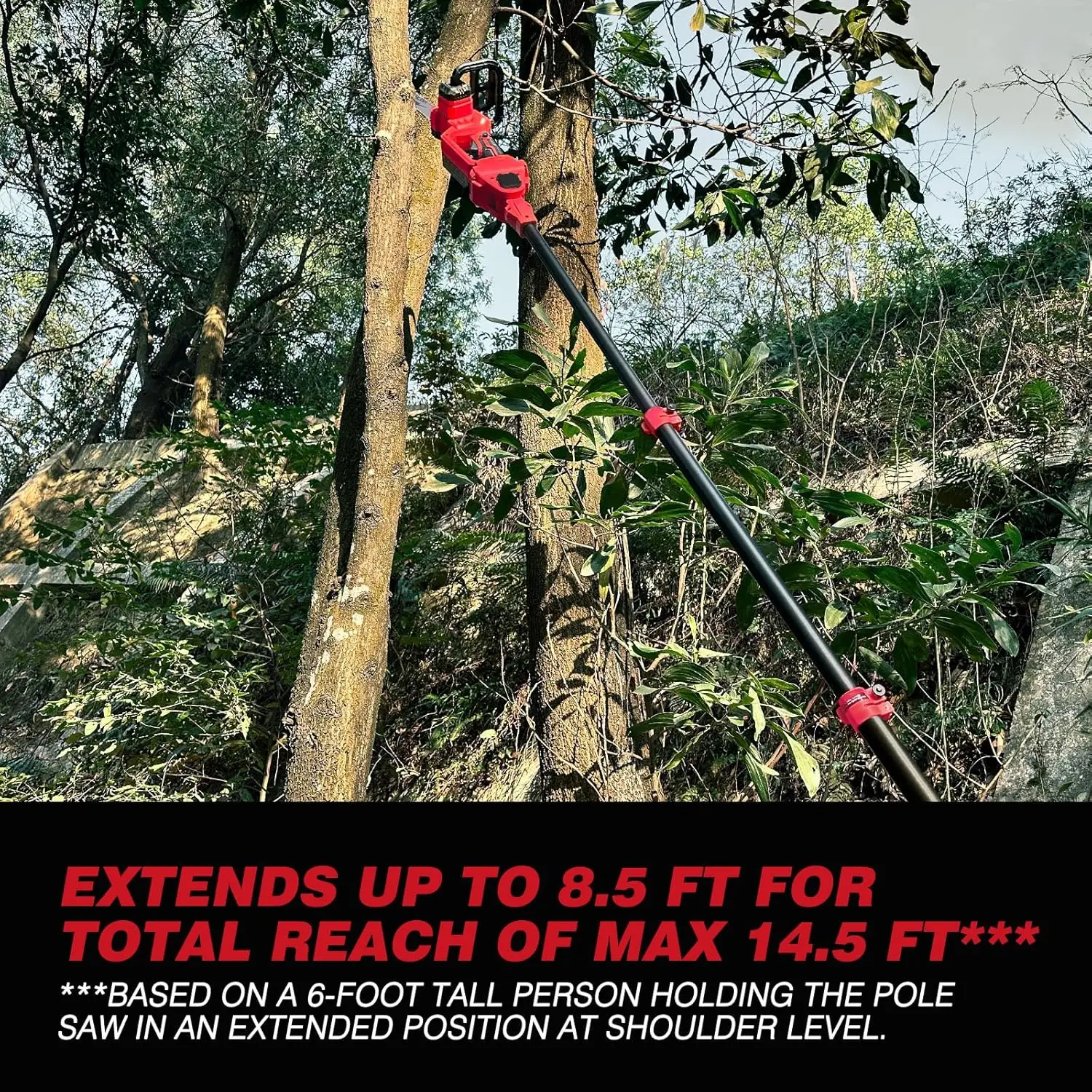 

2-IN-1 Cordless 10-Inch Pole Saw And Chainsaw Compatible with Milwaukee 18V Battery, Total Reach of Max 15ft, Auto Oiling, Elect