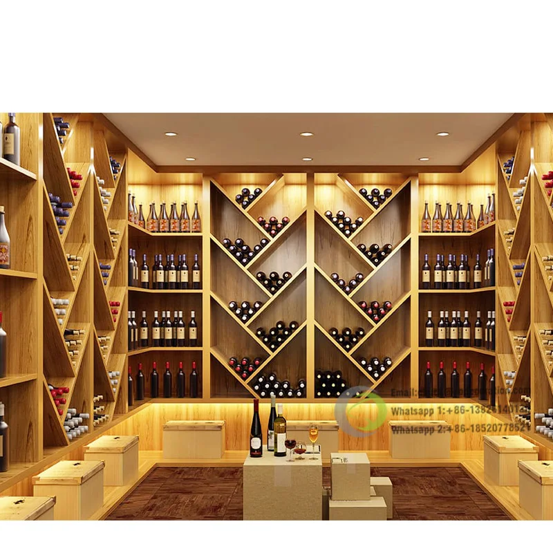 

Luxury Liquor Display Cabinet Wooden Wine Cabinet Storage Retail Wine Rack