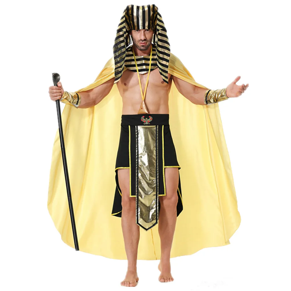 Mannen Oude Egypte Egyptische Farao Tutankhamun Koning Kostuum Halloween Carnaval Fantasia Feest Cosplay Fancy Dress