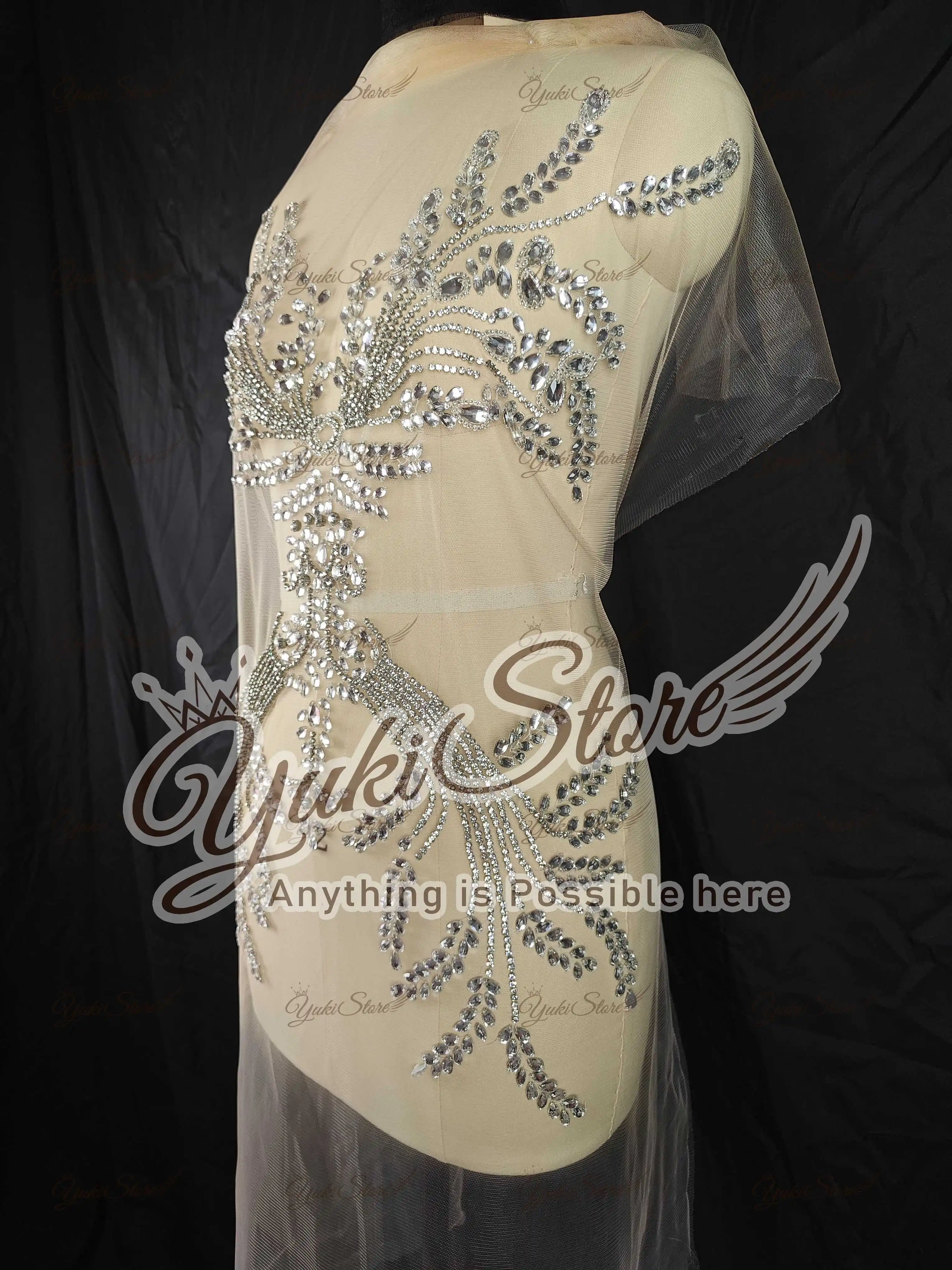 Il più nuovo abito da sposa abito da cocktail Bellissimo materiale perfetto di qualità Sexy Lady Silver Diamond Corpetto Applique JY113
