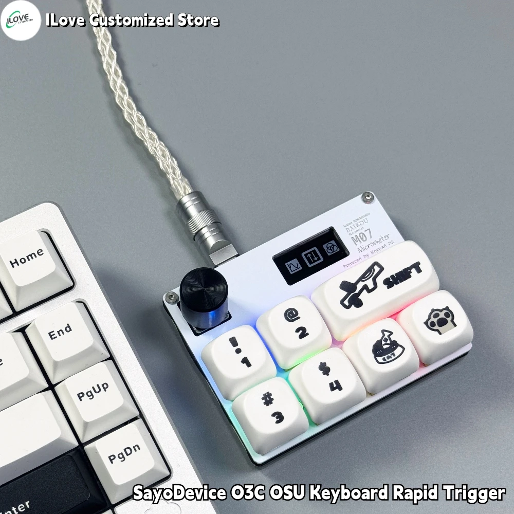 SayoDevice O3C OSU Keyboard Rapid Trigger Hall Switches Magnetic Linear Switches Keyboard with Screen Hotswap Mini Keypad