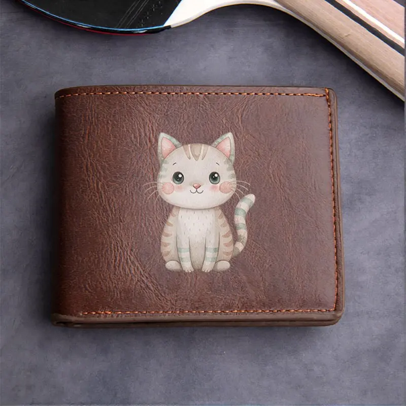 Portafoglio in pelle PU dal design simpatico gatto Portafoglio compatto alla moda minimalista per uomo e donna Leggero e durevole per l'uso quotidiano