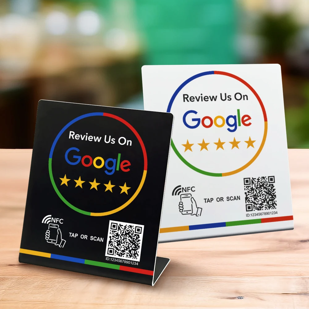 

nfc Google Review Stand compatible with Google Reviews - Tap for Instant Reviews - All Phones Reusable Smart Tap Scan QR Code
