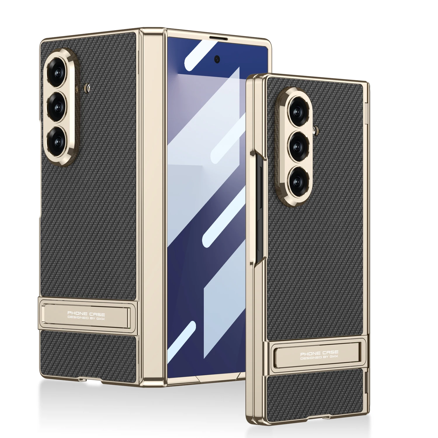 For Samsung Galaxy Z Fold 7 Case Electroplated Matte Leather Built-in Bracket Magnetic Folding Hinge with Tempered Film Cover