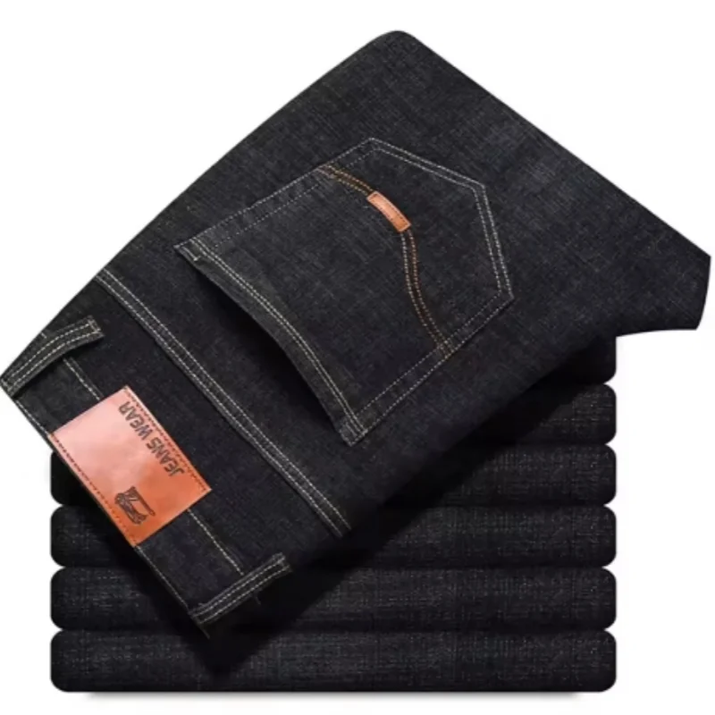 Pantaloni in denim a gamba dritta micro elastici da uomo nuovi autunnali con pantaloni da uomo d'affari adatti alla forma e sulla pelle in diverse taglie
