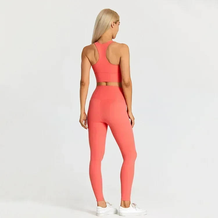 Ensemble soutien-gorge et leggings de sport citron pour femme, tissu commandé, vêtements de course et de fitness, leggTrinity r +, 2 pièces/ensemble