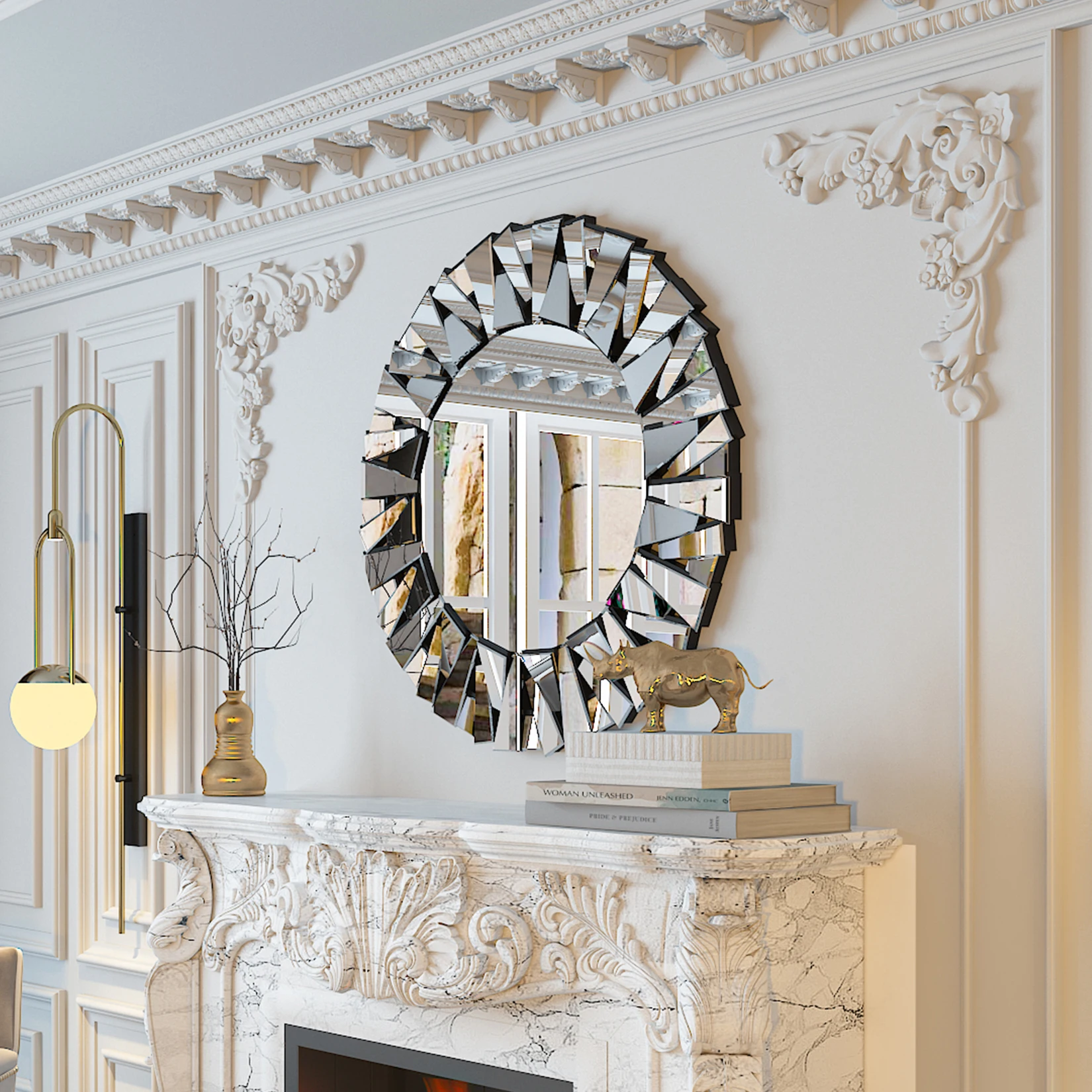 for Wall Modern Silver Glass Wall-Mounted Beveled Hanging Circle Accents 32