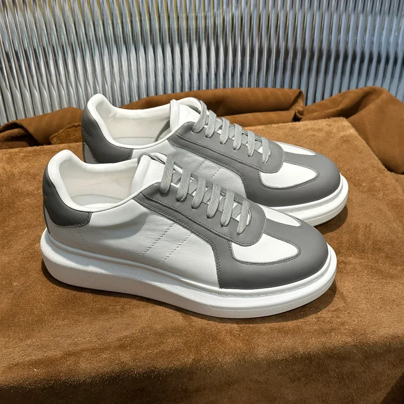 Vintage Herren-Sportschuhe, Leder, verbesserte Version, bequem, atmungsaktiv, leicht, Frühling und Herbst, saisonale Verschleißfestigkeit