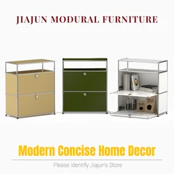 Modern Modular Metal Sideboard Cabinet｜2-Unit Flip Door Storage Console｜Minimalist Entryway or Living Room Shelf