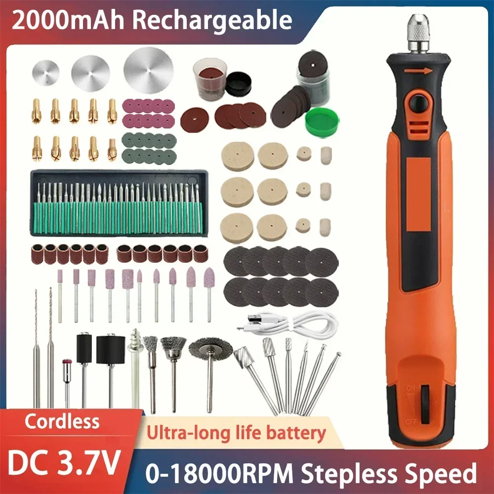 

DC 3.7V 2000mAh 0-18000RPM Electric Grinder Polishing Engraving Pen Electric Drilling Cutting And Grinding Machine Rotary Tool