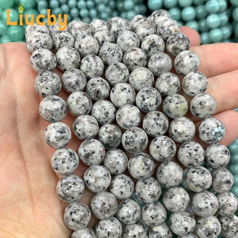 Smooth Natural white granite Stone beads traditional DIY Fashion Accessories anklet  For Jewelry Making 15