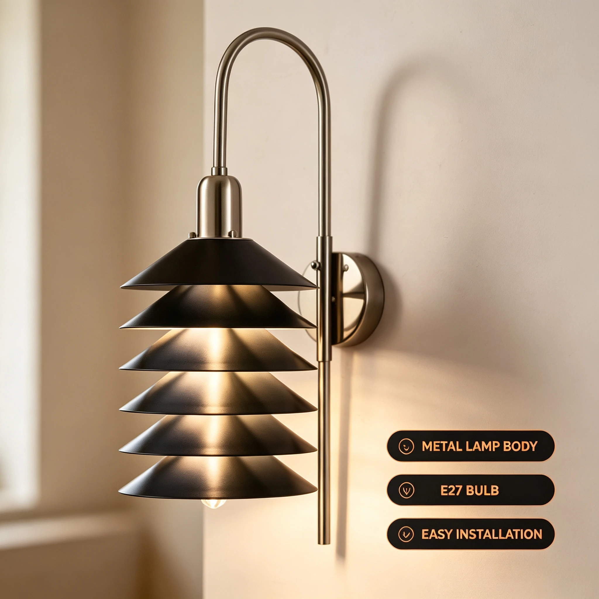 Modern Multi Layer Wall Lamp Metal Geometric Sconce For Living Room TV Cabinet Corridor Aisle Bedroom Bedside Lighting Decor