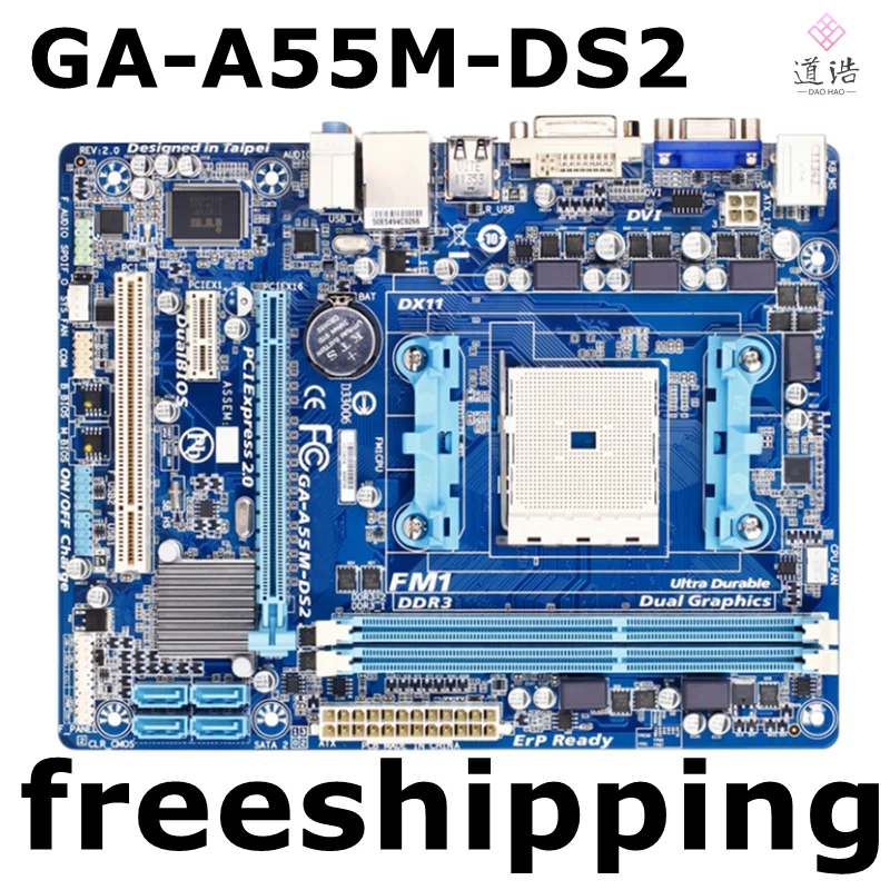 

For GA-A55M-DS2 Mtherboard 32GB Socket FM1 DDR3 Micro ATX Mainboard 100% Tested Fully Work