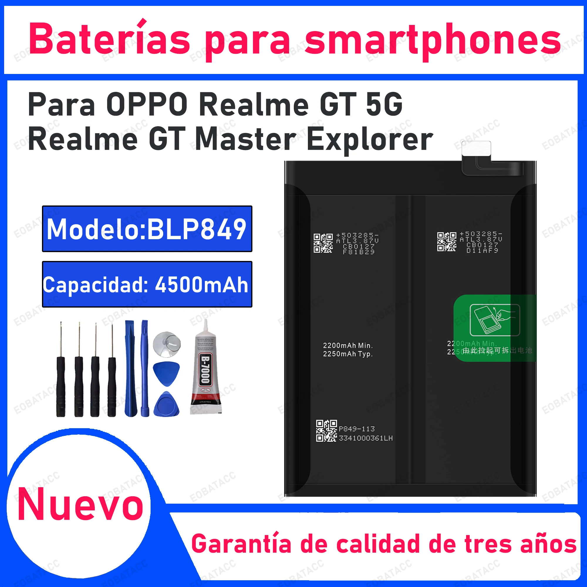 

100% New 4500mAh BLP849 Battery For OPPO Realme GT 5G Replacement Bateria+Free Tools