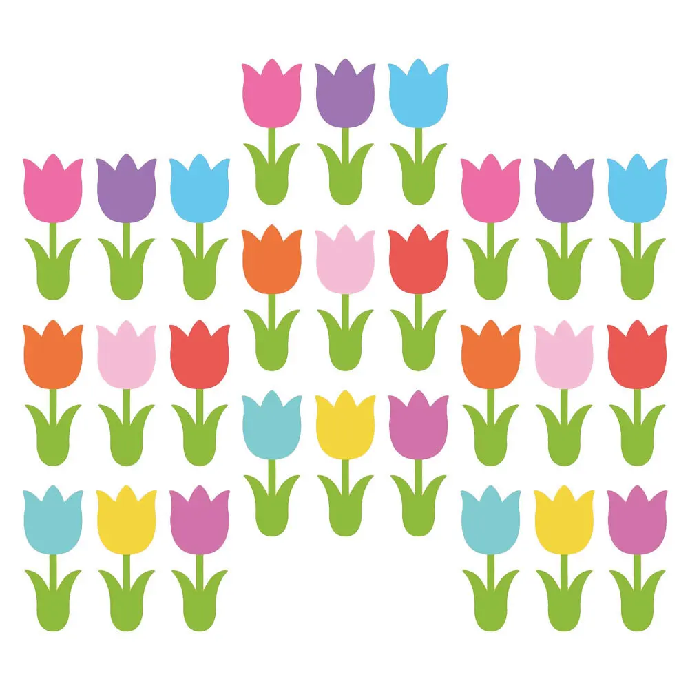 

90Pcs Flower Paper Cutouts Tulip Spring Colorful Floral Decorations for Classroom Party DIY Crafts Flower Decorations