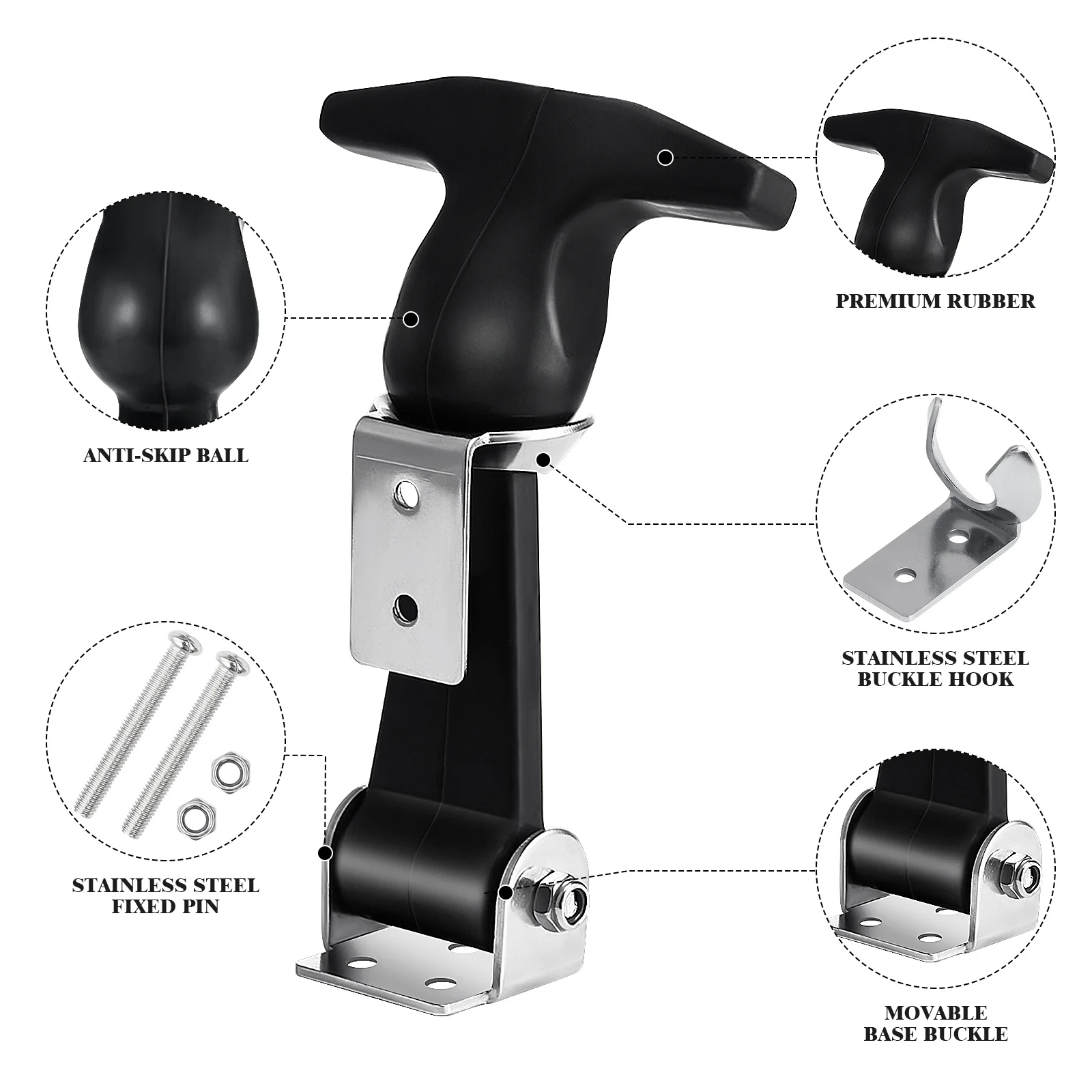 2 قطعة المزالج المرنة المطاط الفولاذ المقاوم للصدأ امتصاص الصدمات T-مقبض غلق بمشبك لصندوق الأدوات سيارة هود شاحنة المطاط مزلاج #5