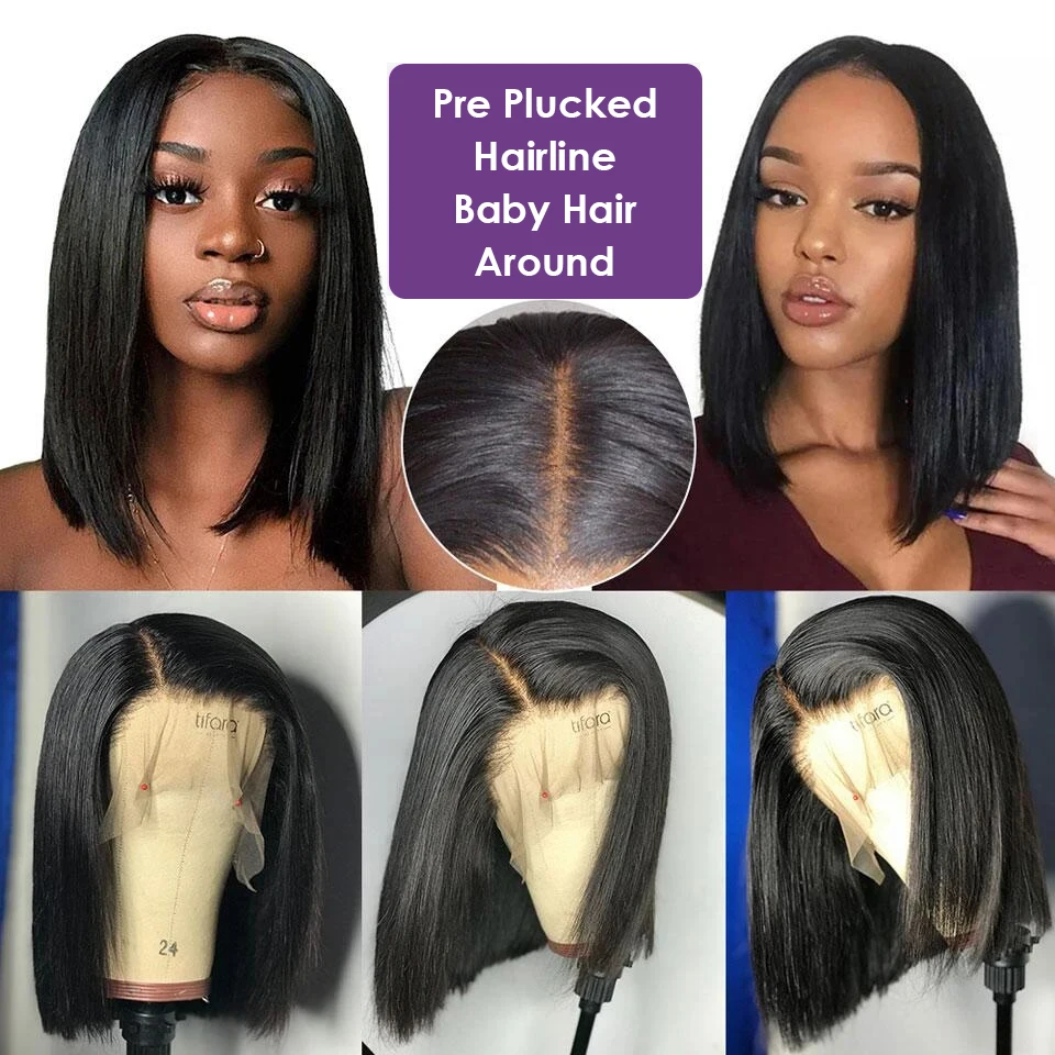 Straight Bob Wig 13x4 Transparent Lace Front Human Hair Wigs For Women Full Lace Frontal Wig 150% 180% Density Wig Ready To Wear