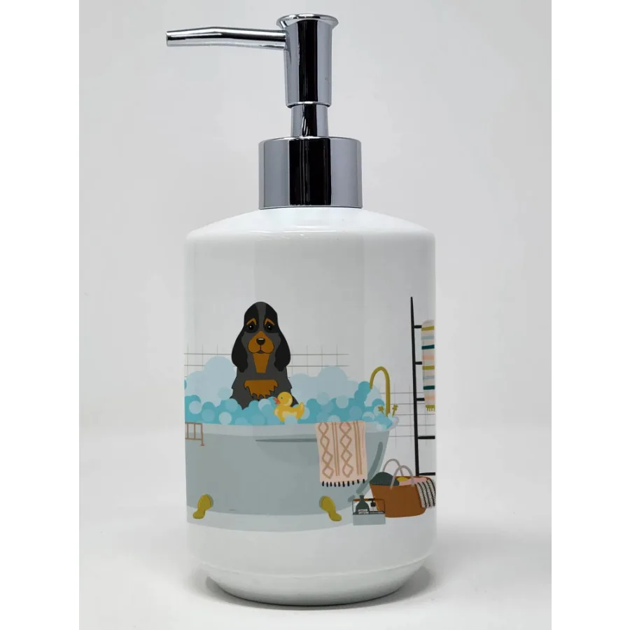 

Black Tan Cocker Spaniel in Bathtub Ceramic Soap Dispenser Hand Soap Dispenser Pump Bottles for Bathroom Kitchen Empty Refillab
