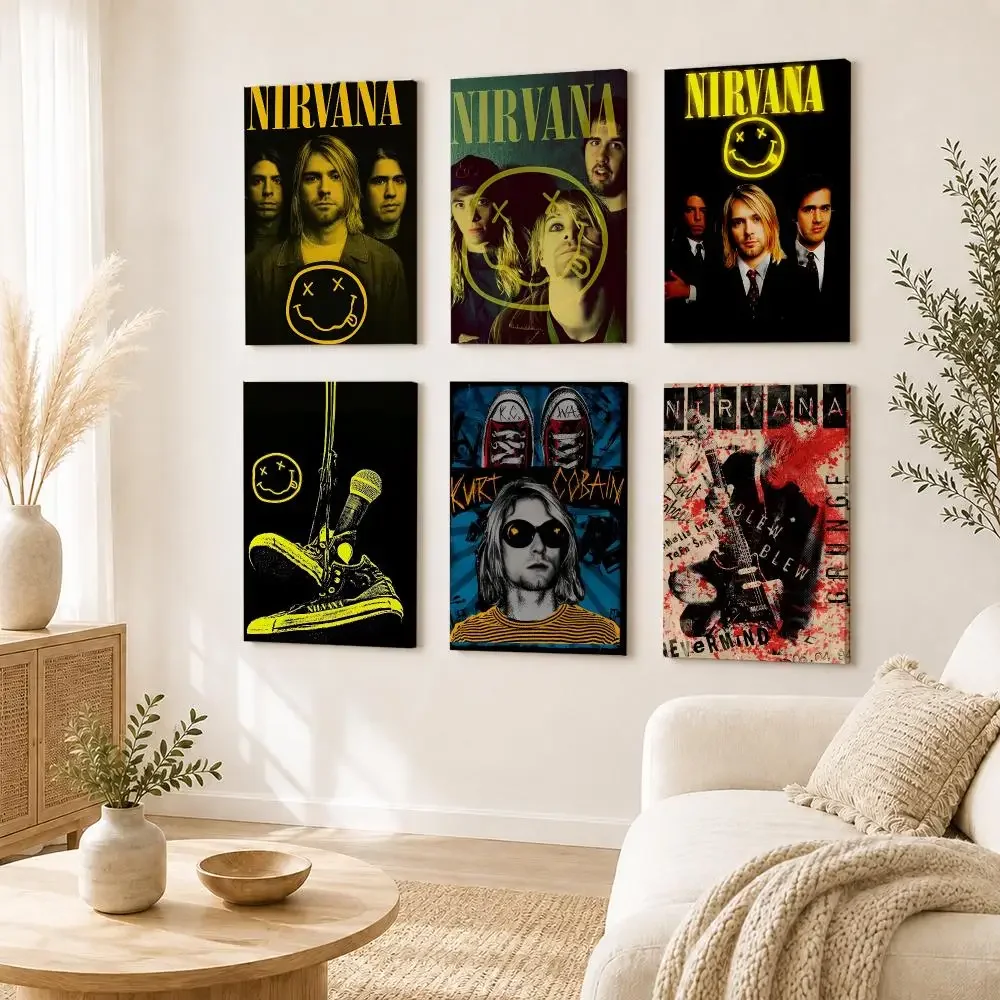 Rock Metal Band N-Nirvana Painting Calligraphy Framed Canvas Wall Art Print | Modern Poster | Home Hallway Decor