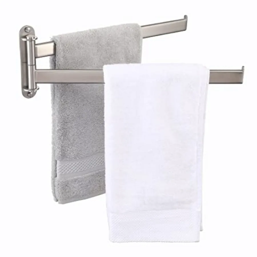 

Bathroom Towel Rack, 15.5-Inch Swivel Towel Rack 2-Arm, Swing Out Double Towel Bar Wall Mounted, SUS304 Stainless Steel, A2104S