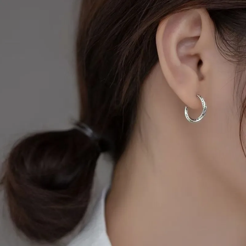 VENTFILLE 925 Sterling Silver Möbius Earrings for Women Ear Stud Texture Vintage Versatile Fashion Jewelry Gift Dropshipping