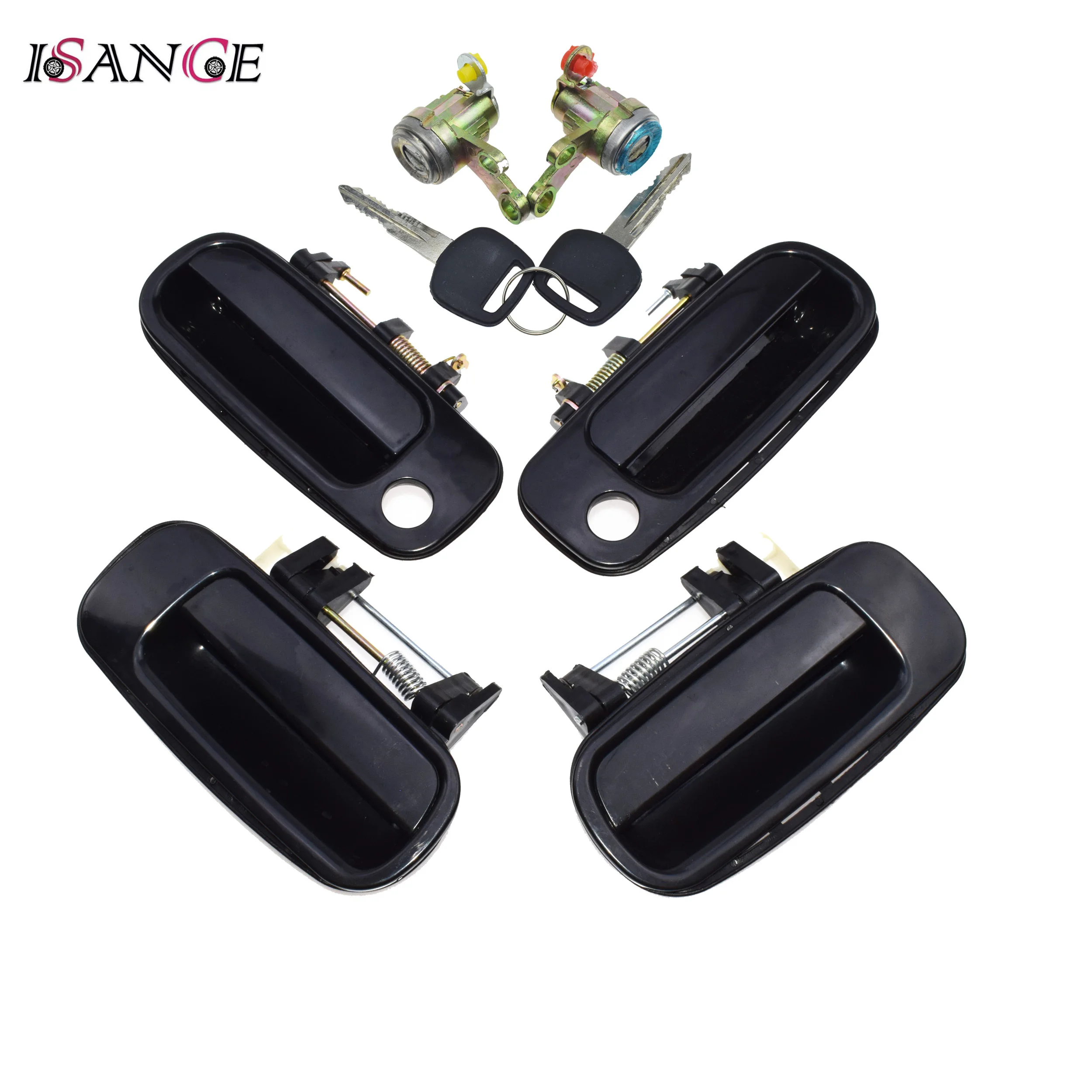 6 Pcs Black Exterior Door Handle & Door Locks Kit For Toyota Camry 2.2L 3.0L 1992 1993 1994 1995 1996 Front Rear Left Right