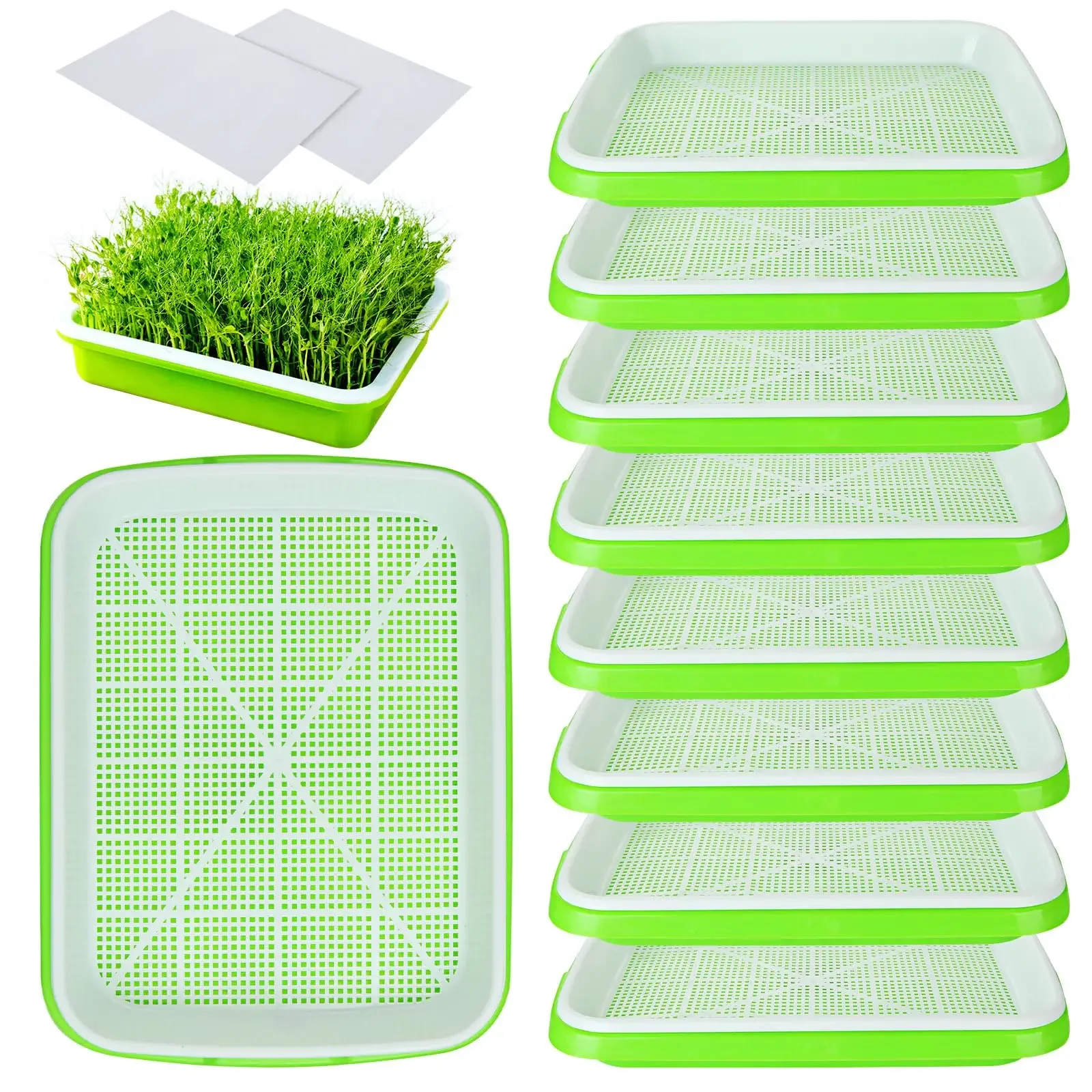 Bandeja de germinación de microgreens, bandeja hidropónica/protección para sistemas hidropónicos hortícolas, bandeja para jardín, vivero en maceta